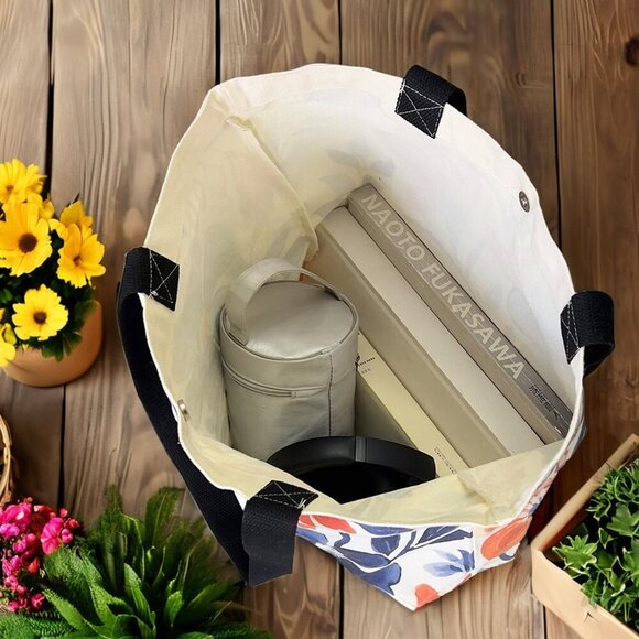 Brand New Large Floral Tote Bag 12Oz Heavy Duty Canvas Gift for Daily Use (78 ch - Picture 5 of 8